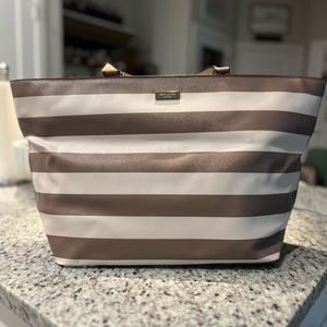 Kate Spade Beige Stripe Medium Tote Bag